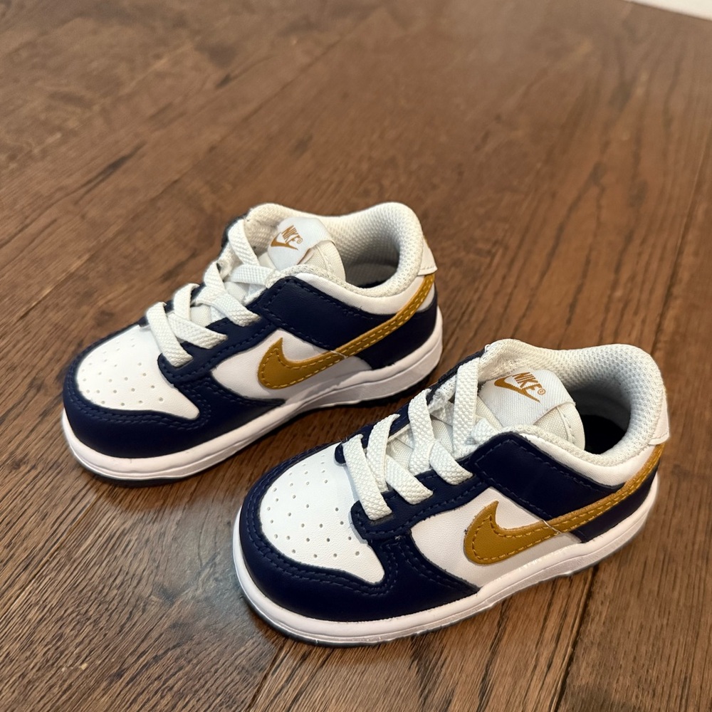 Nike Kids' White and Gold Sneakers